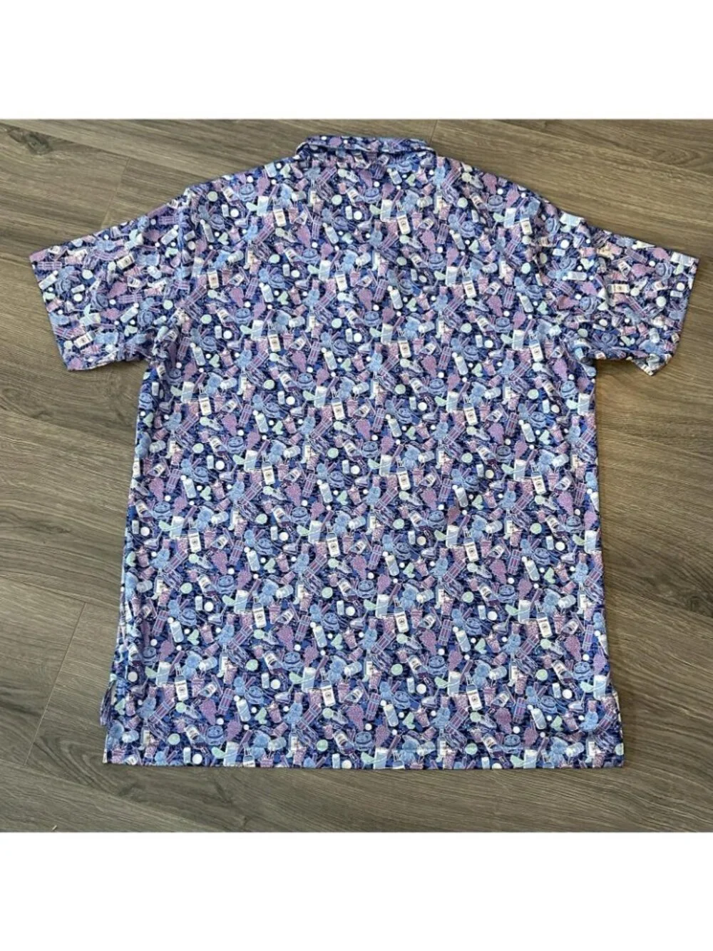 Peter Millar Polo Shirt Men L Blue Summer Comfort Crown Cocktail Caddyshack Golf